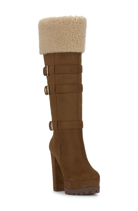 Imerald Faux Shearling Knee High Platform Boot (Women)
