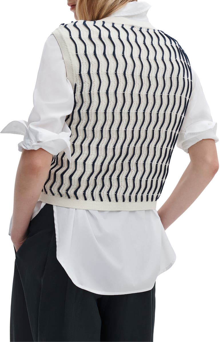 rag & bone Leslie Stripe Knit Vest, Alternate, color, Ivory