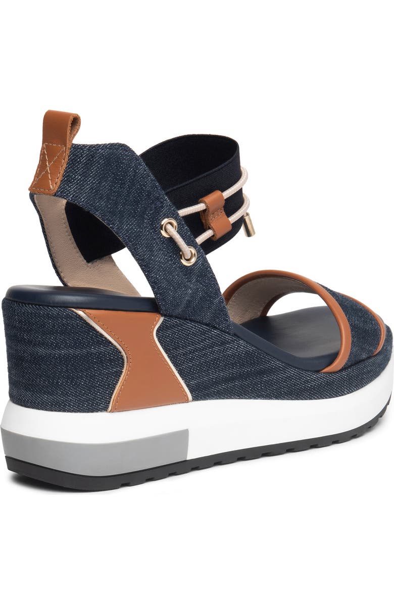 NeroGiardini Bungee Platform Wedge Sandal, Alternate, color, Blue Jeans / Cognac