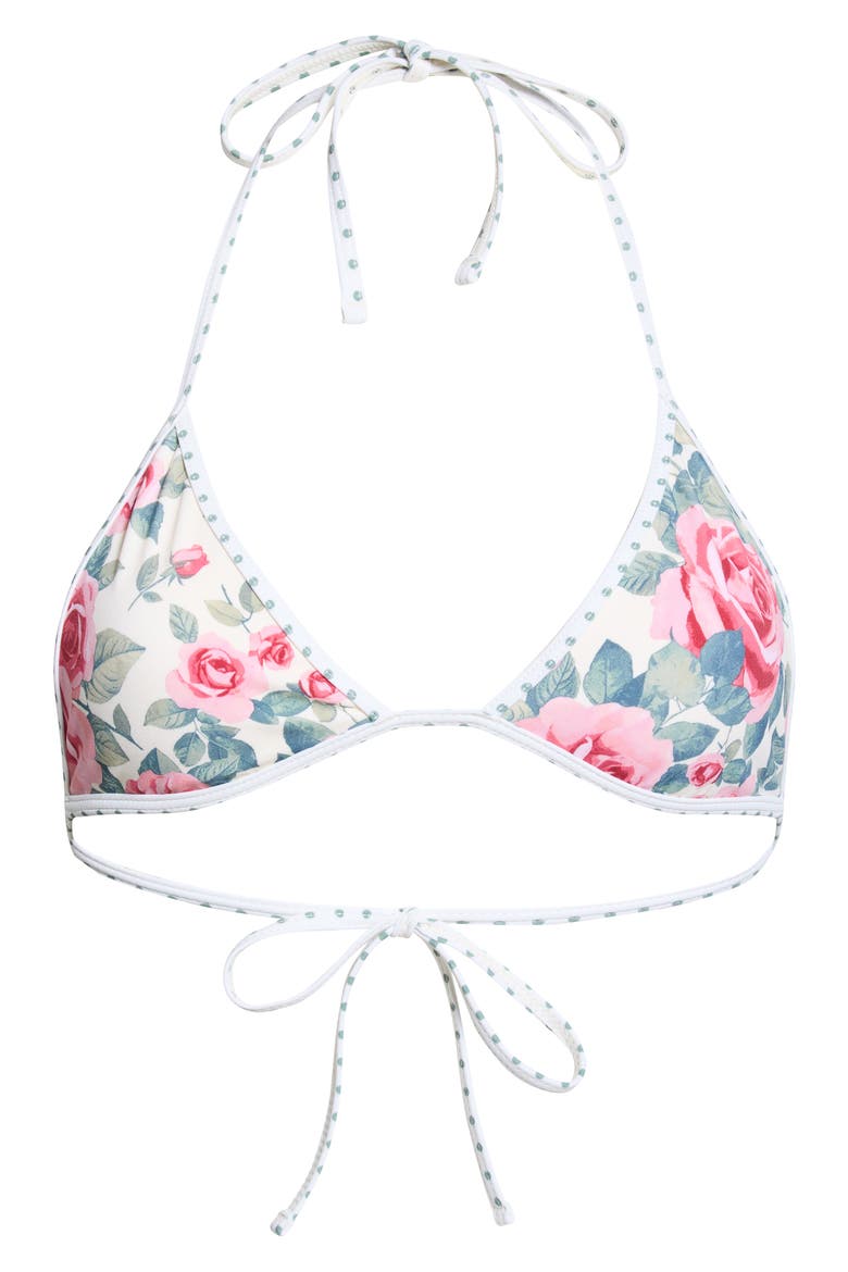 Juno Contrast Trim Triangle Bikini Top, Main, color, FLORAL