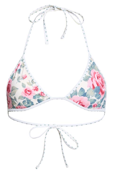 Juno Contrast Trim Triangle Bikini Top