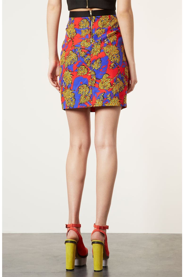 Leopard Leaf Print Pencil Skirt, Alternate, color, BLUE MULTI