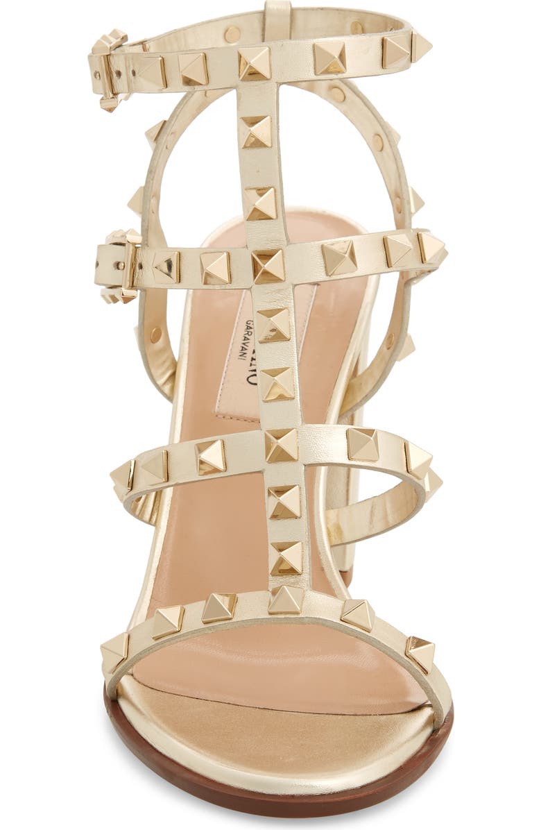 Valentino Garavani Rockstud Metallic Block Heel Sandal, Alternate, color,
