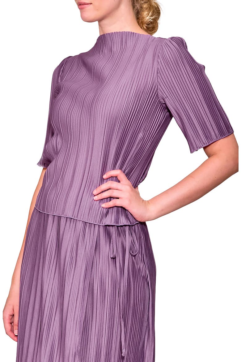 Elbow Sleeve Plissé Top, Alternate, color, PLUM