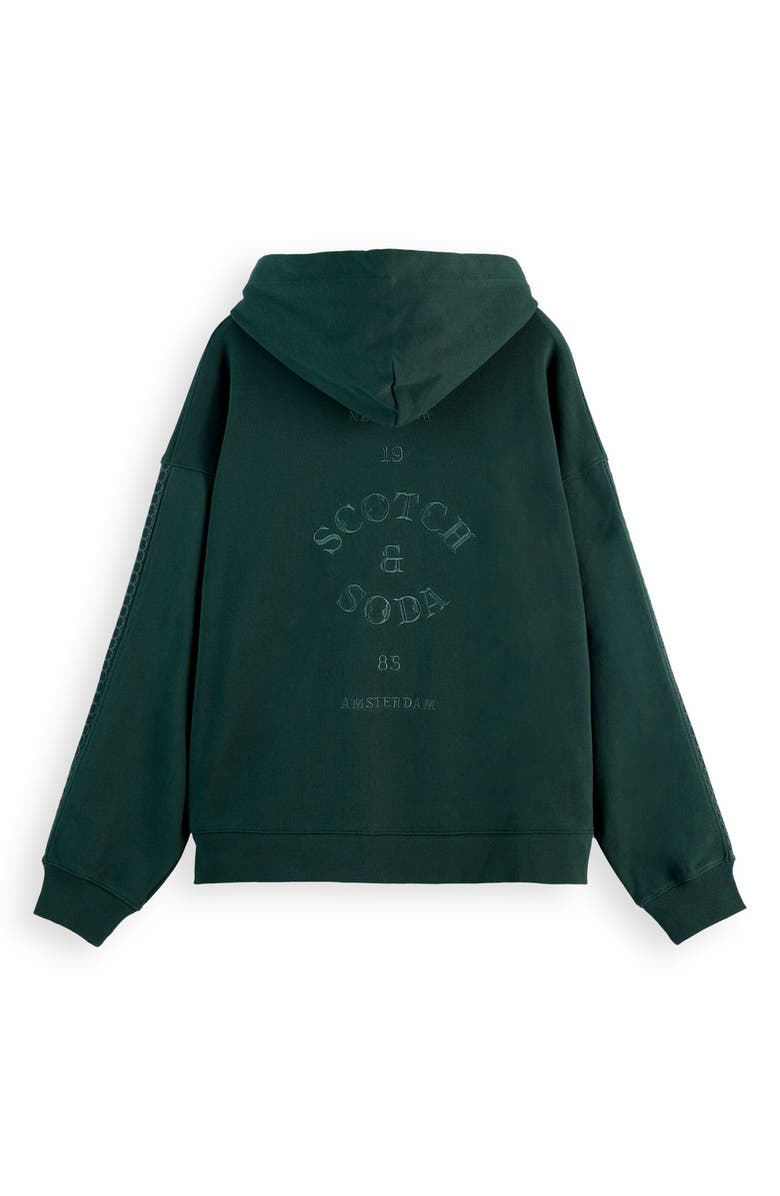 Scotch & Soda Pattern Panel Quarter Zip Hoodie, Alternate, color, Amsterdam Green