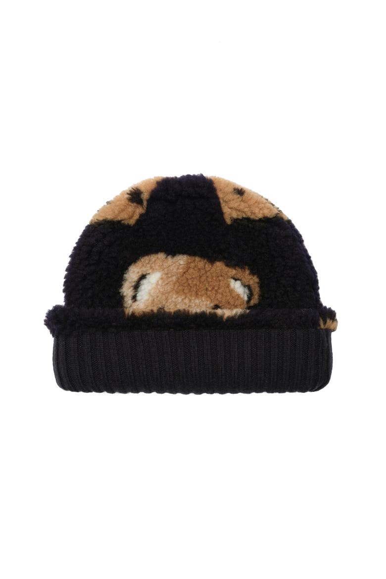 Reversible Thomas Bear Fleece Beanie, Alternate, color, Ink blue