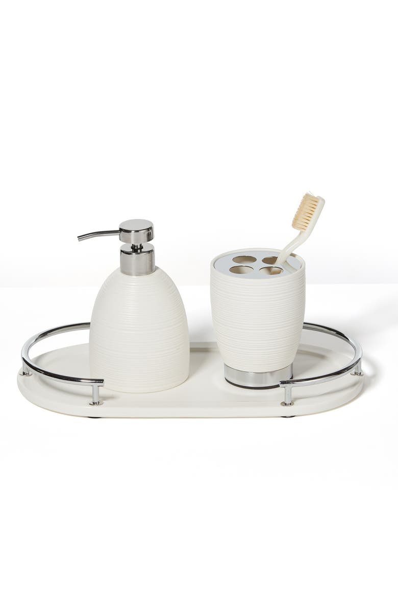 ROSELLI TRADING COMPANY Dubai 3-Piece Ceramic Bathroom Accessory Set, Alternate, color, White