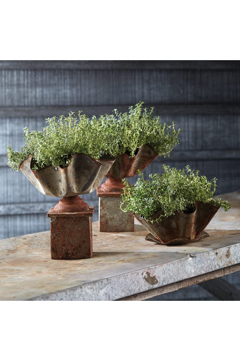 Galvanized Handkerchief Pot With Saucer, Alternate, color, Green