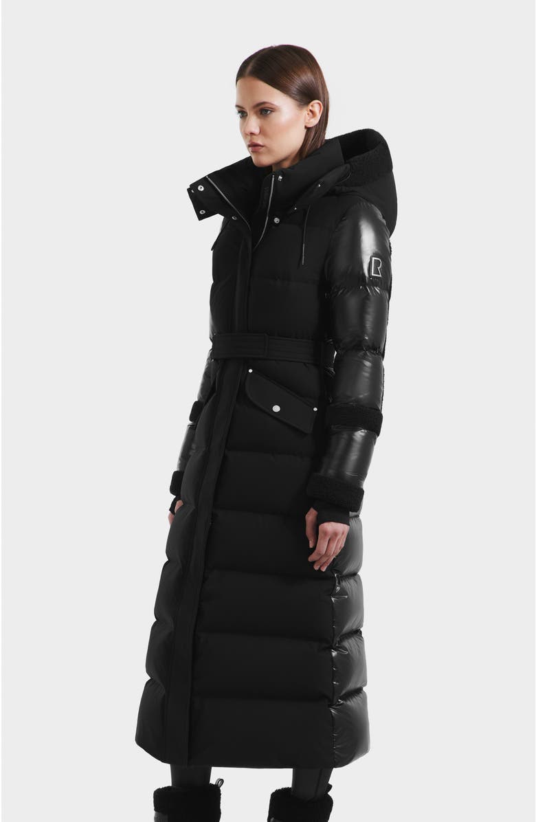 Rudsak Audrey Maxi Down Puffer with Faux Shearling Trim, Alternate, color, Black/Black