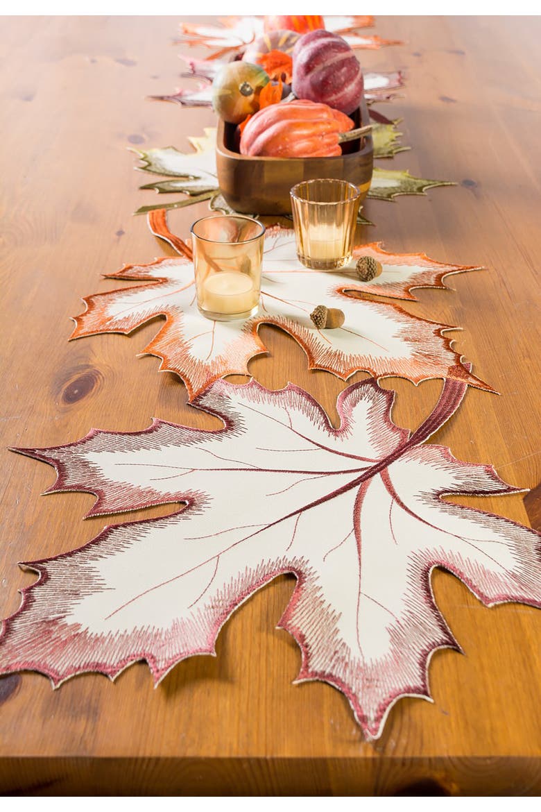 Maple Leaves Embroidered Table Runner 14X60, Alternate, color, Maple Leaves