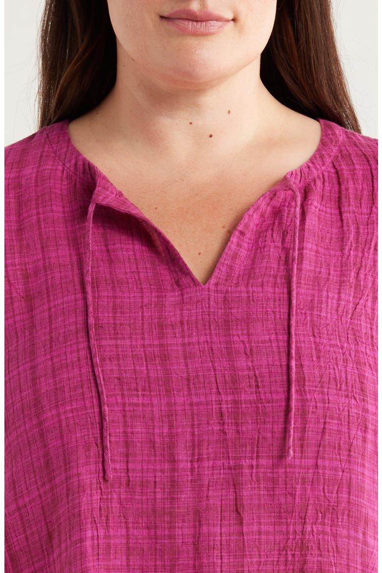 Split Neck Organic Linen Top, Alternate, color, SANGRIA