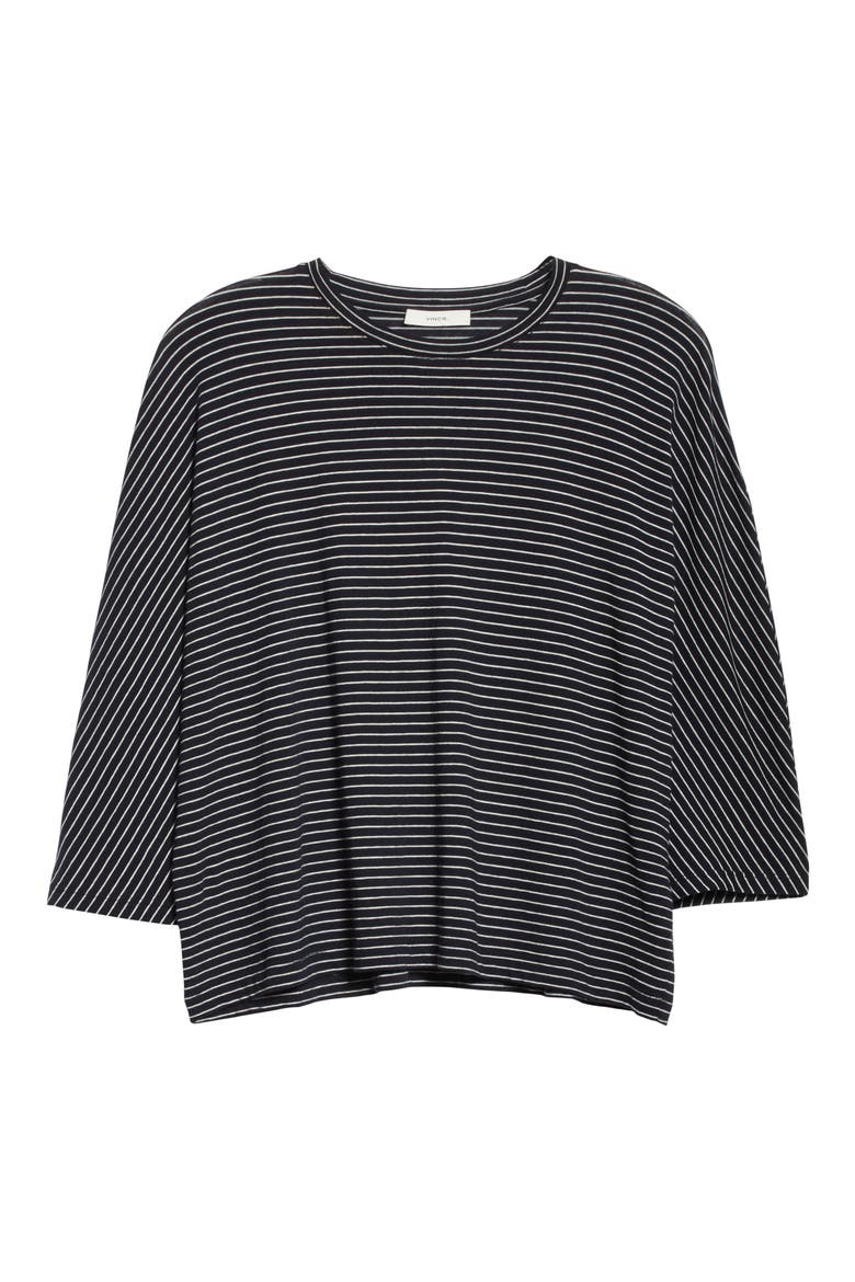 Pencil Stripe Dolman Sleeve Cotton Top, Alternate, color, COASTAL/ OPTIC WHITE
