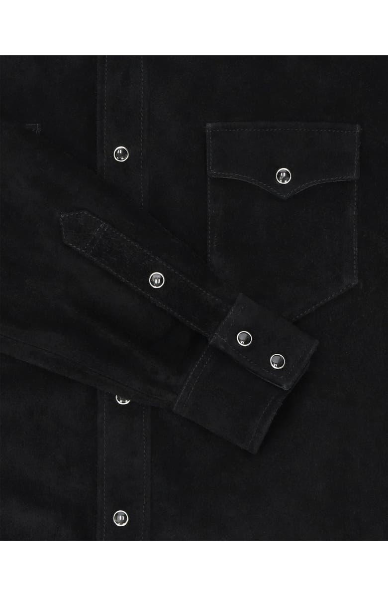 Fortela Linda Suede Leather Overshirt, Alternate, color, Black