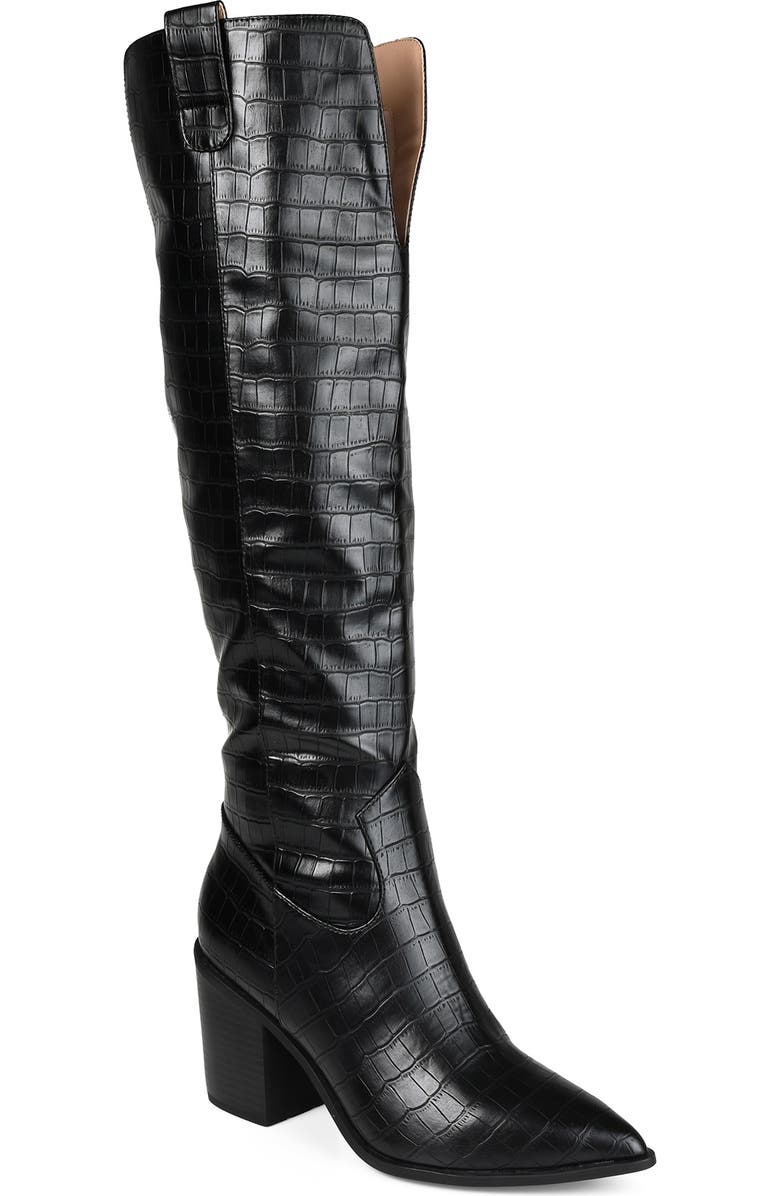 Journee Collection Therese Croc Embossed Knee High Boot - Extra Wide Calf, Main, color,