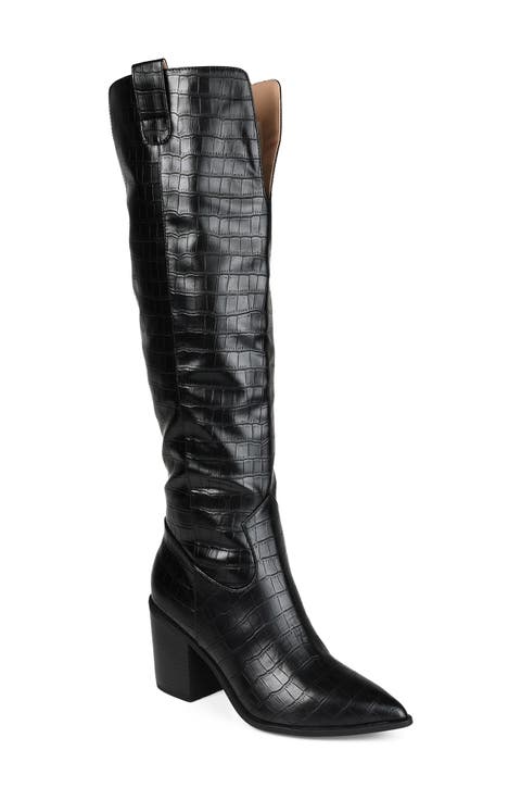 Therese Tall Croc Embossed Western Boot - Wide Calf (Women)