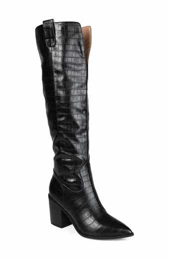 Journee Collection Therese Tall Croc Embossed Western Boot - Wide Calf