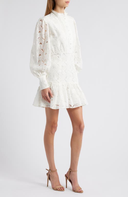 Bardot Remy Long Sleeve Lace Minidress In Orchid White