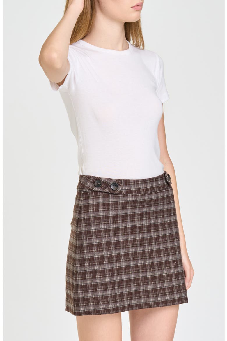 Presley Plaid Miniskirt, Alternate, color, ESPRESSO PLAID