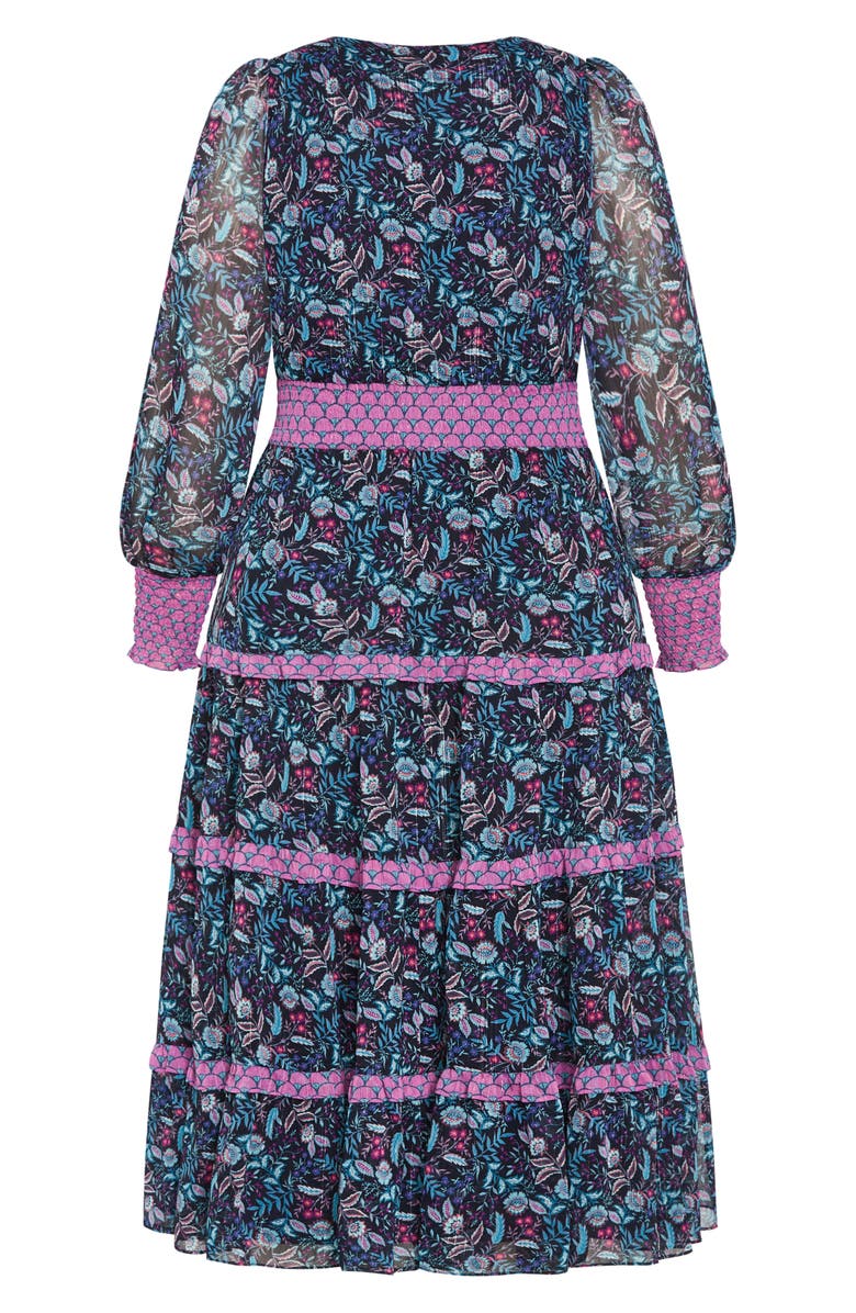 City Chic Gwendolyn Long Sleeve Tiered Dress, Alternate, color, 