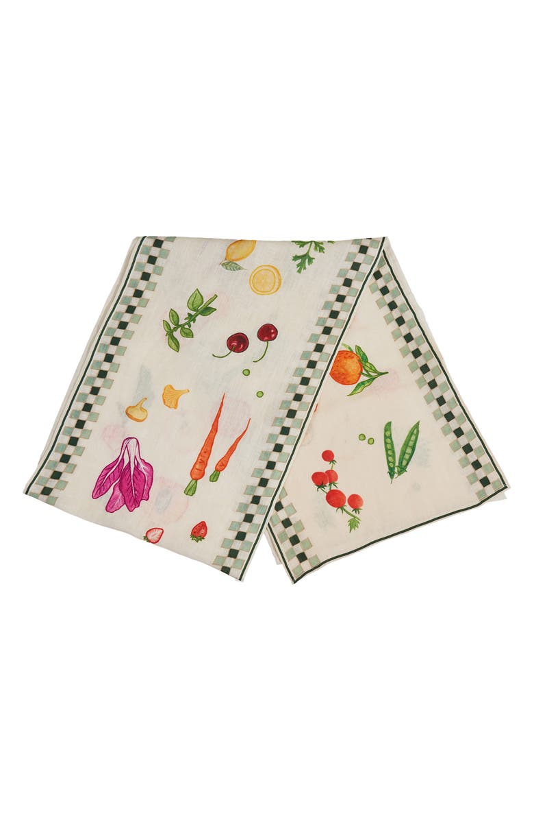 MISETTE Still Life Linen Table Runner, Alternate, color, Green Checker