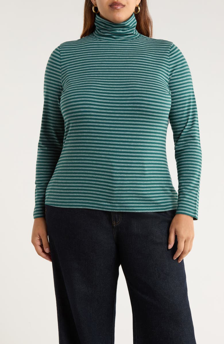 Seasalt Cornwall Landing Turtleneck Stretch Organic Cotton Top, Main, color, Pellitras Verte