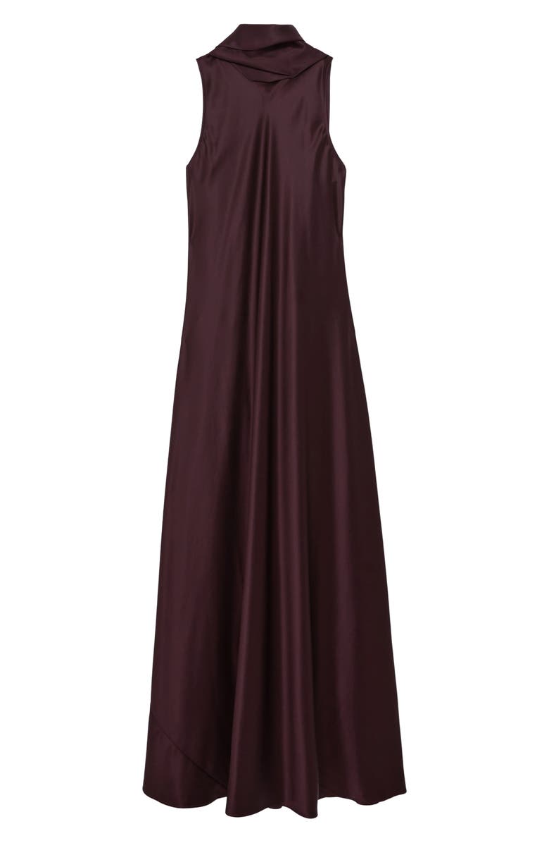 Reiss Fae Scarf Sleeveless Satin Maxi Dress, Alternate, color, Burgundy