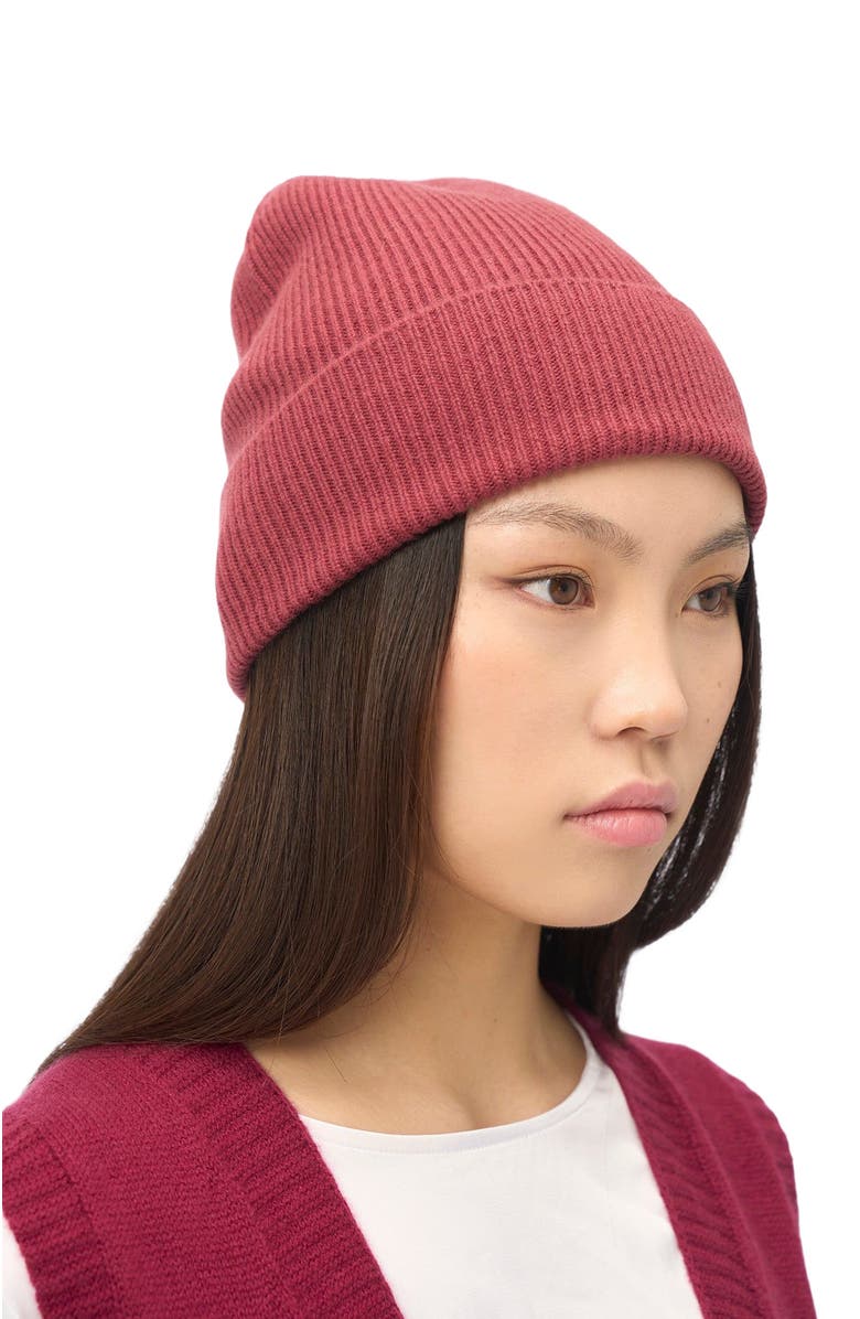 Gobi Cashmere Cashmere Rib Knit Beanie, Alternate, color, Madder Brown