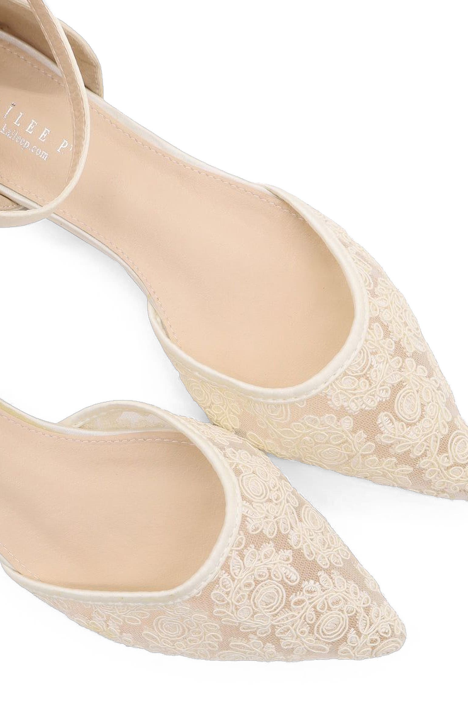 Twila Crochet Lace Pointed Toe Flats, Alternate, color, Ivory
