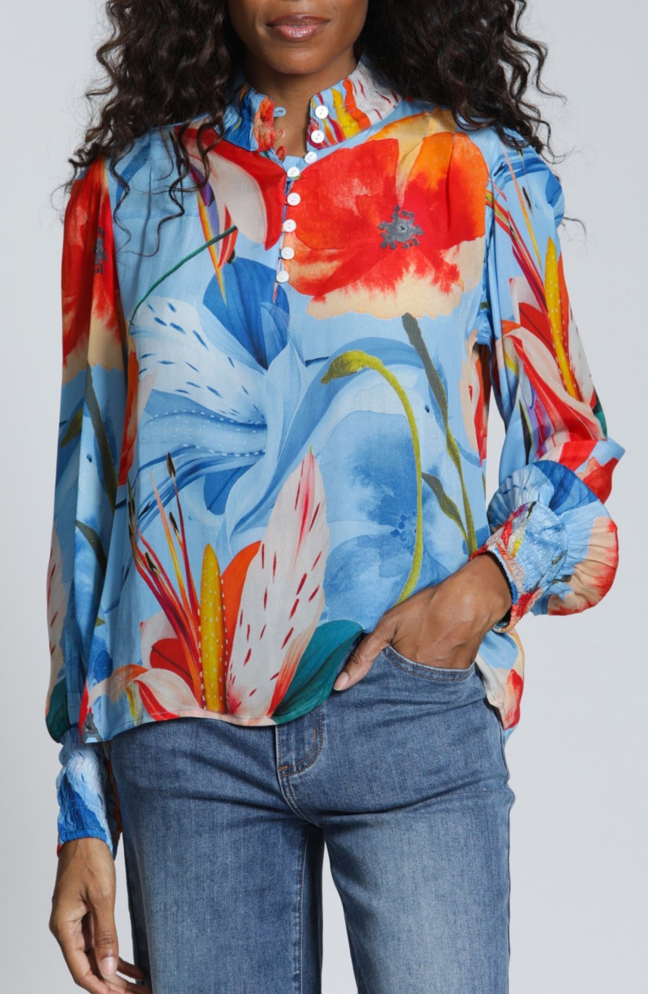 Print High Neck Shirt - image 5