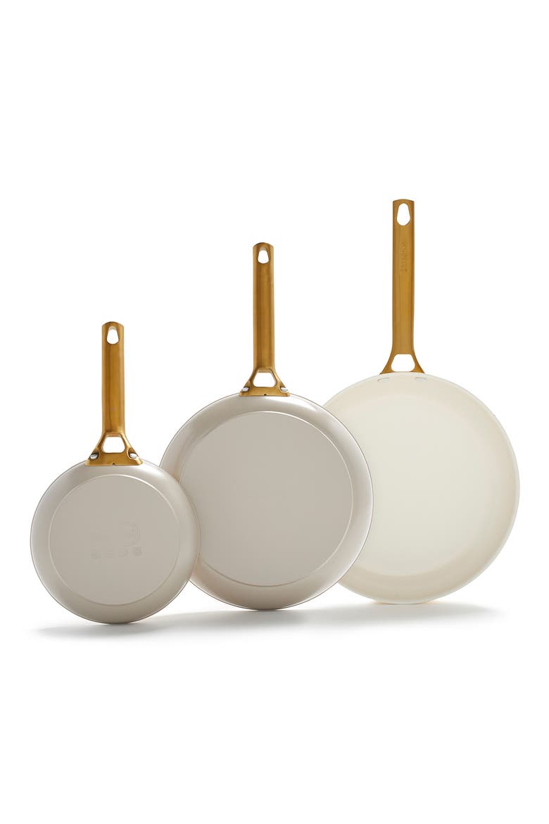 Reserve Set of 3 Ceramic Nonstick Frying Pans, Main, color, TAUPE