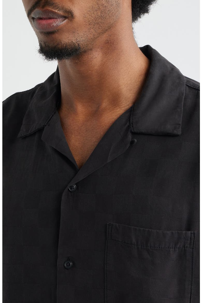 Van Doren Check Button-Up Camp Shirt, Alternate, color, BLACK