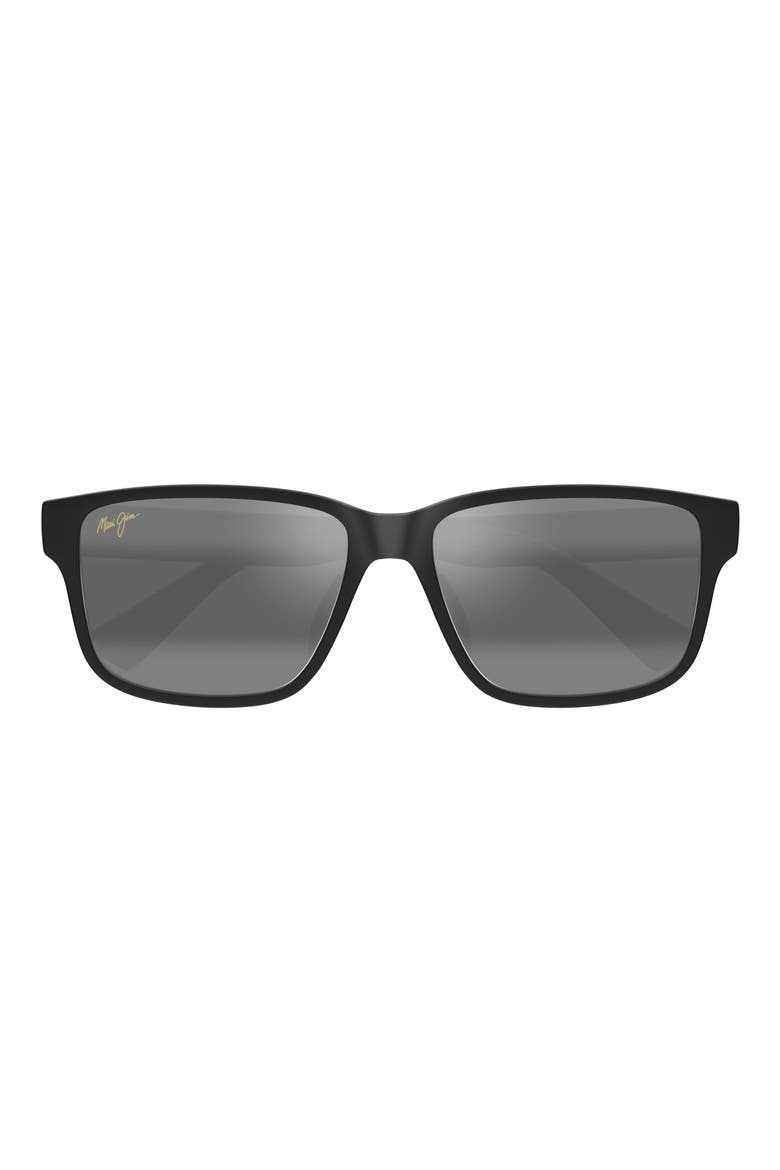 58mm PolarizedPlus2® Rectangular Sunglasses, Main, color, MATTE BLACK/ NEUTRAL GREY