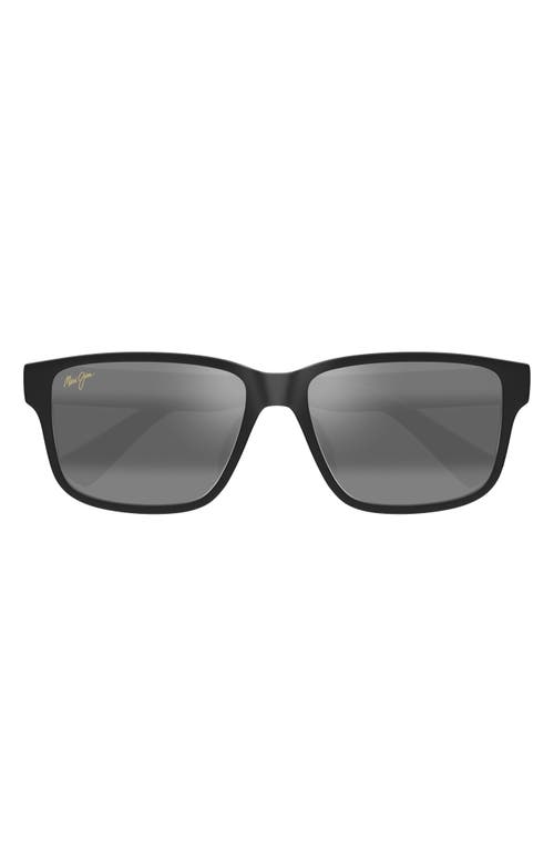Maui Jim 58mm Polarizedplus2® Rectangular Sunglasses In Matte Black/neutral Grey