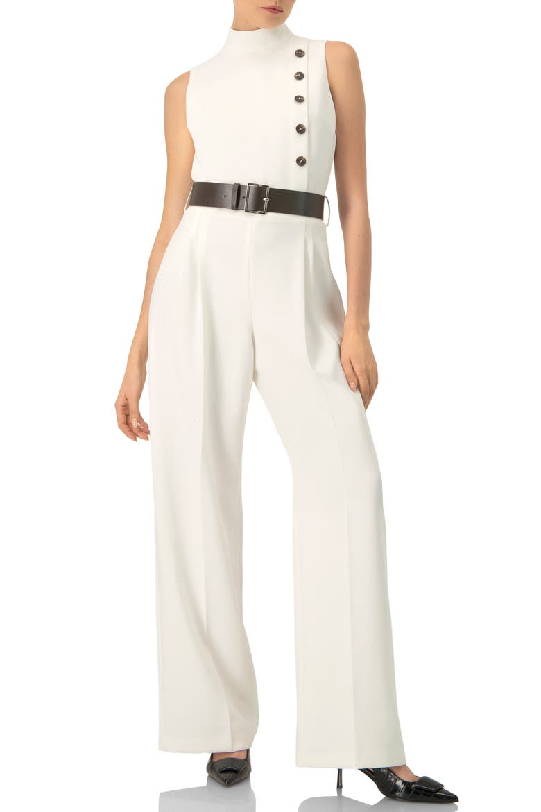 Sleeveless Belted Jumpsuit, Main, color, Ivory