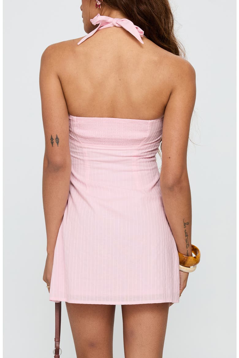 Isabetta Recycled Cotton Halter Minidress, Alternate, color, PINK