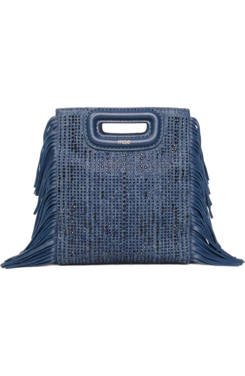 maje Rhinestone denim M Mini bag, Main, color,
