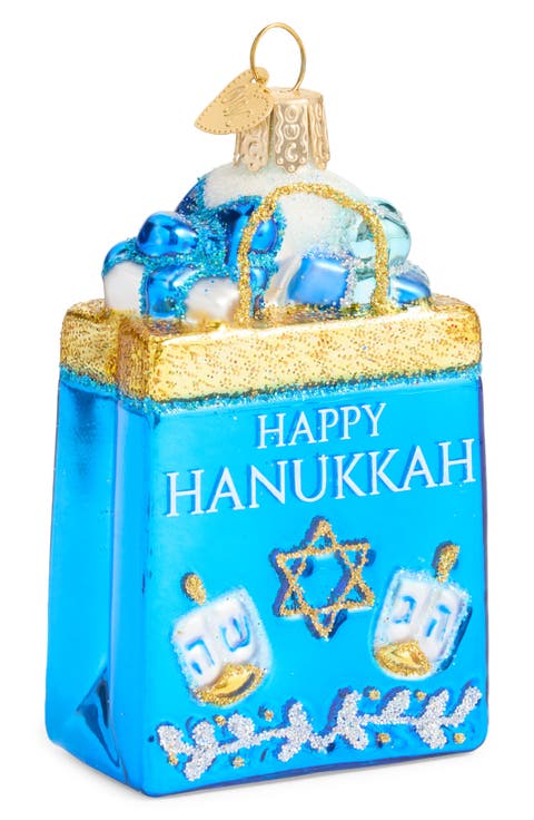 Happy Hanukkah Glass Ornament