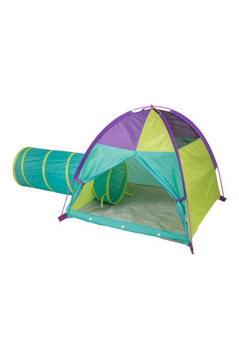 Hide Me Play Tent with Tunnel, Alternate, color, TEAL PURPLE YELLOW