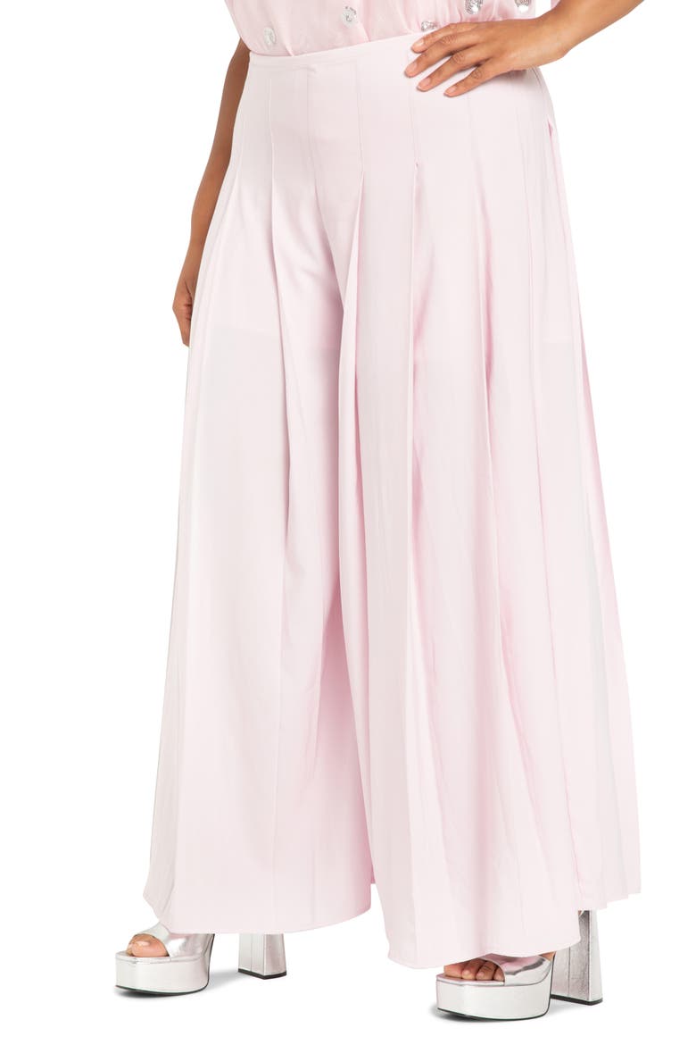 High Waist Pleated Wide Leg Pants, Main, color, LILAC SNOW