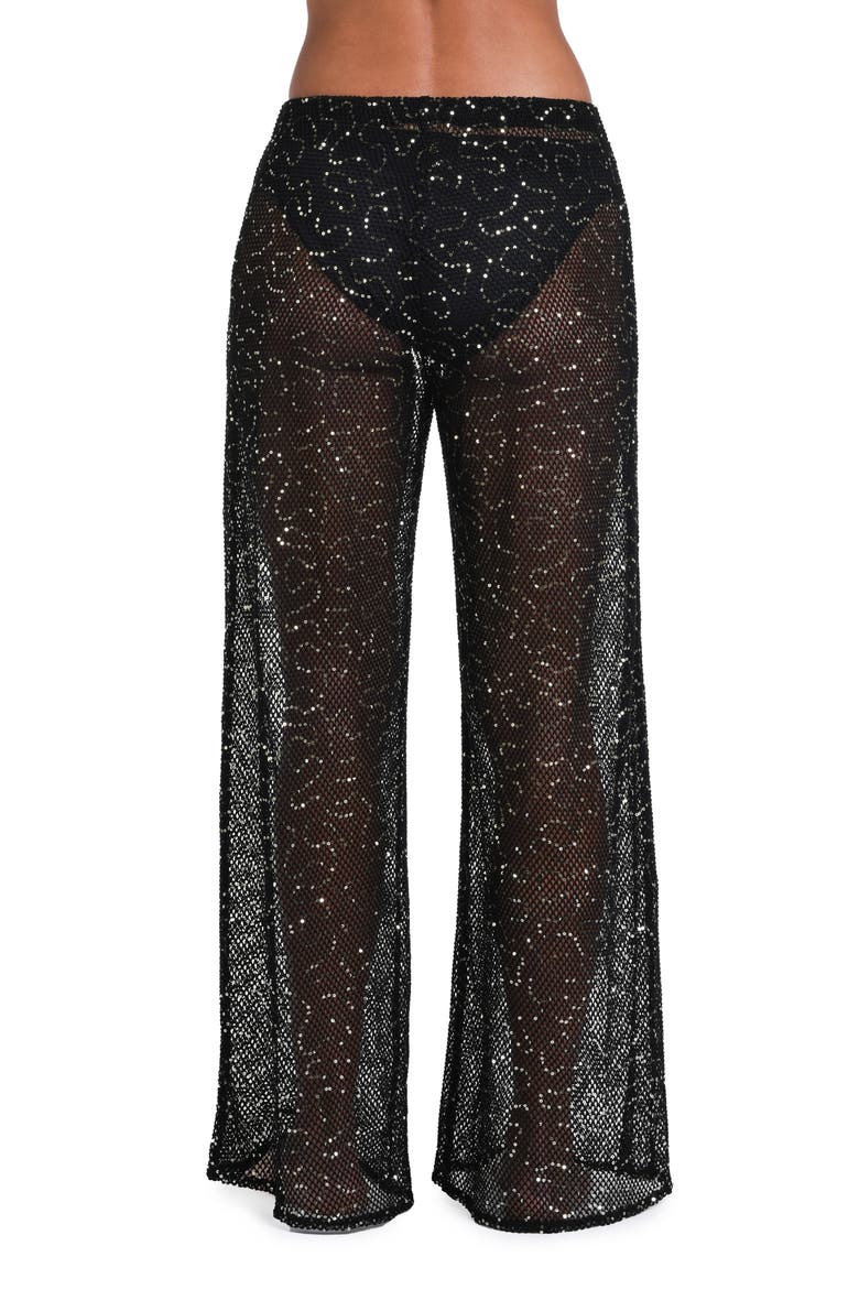 Shine Open Stitch Cover-Up Pants, Alternate, color, BLACK
