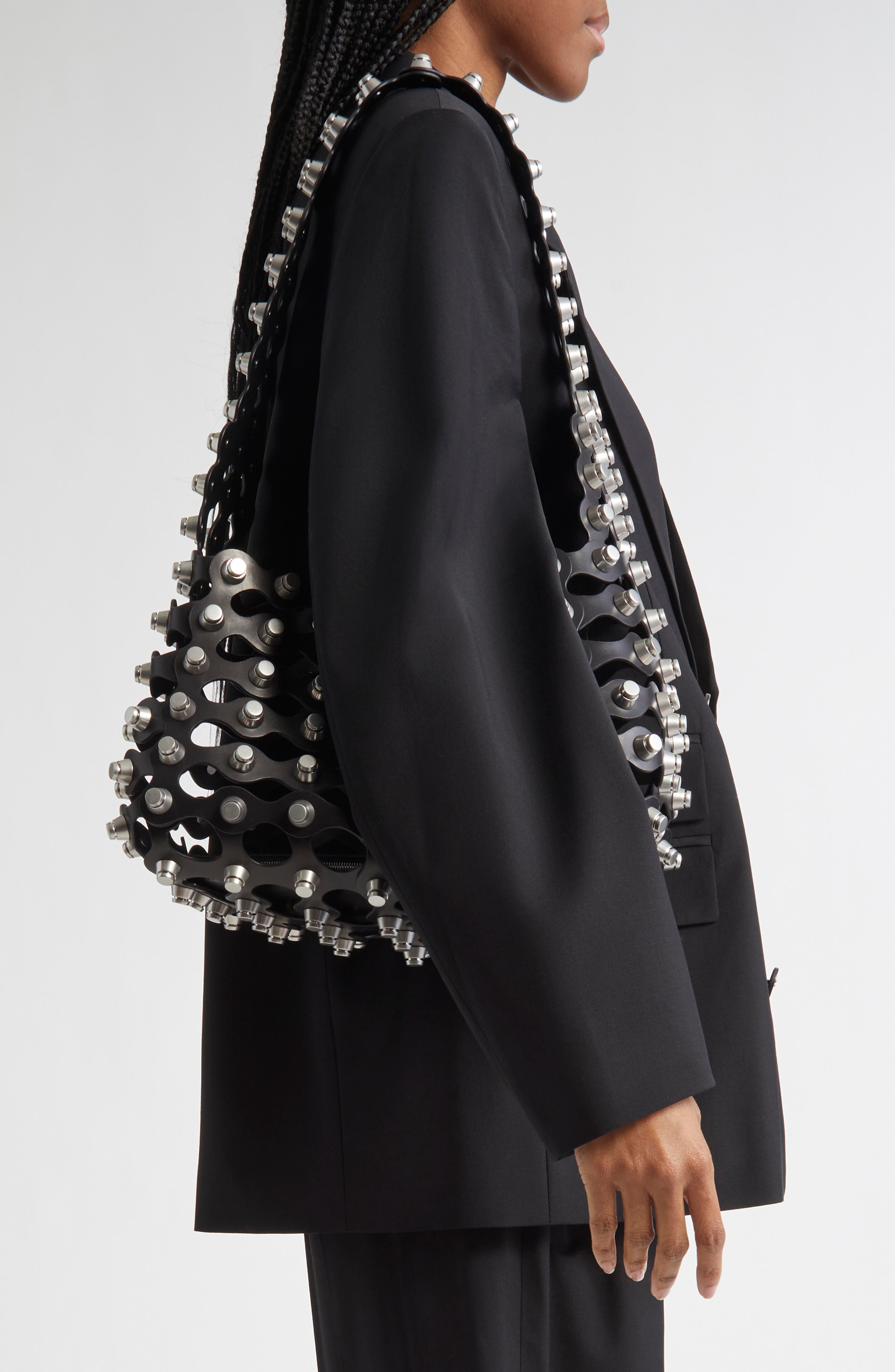 Alexander Wang Medium Rex Studded Cutout Leather Shoulder Bag, Alternate, color, 