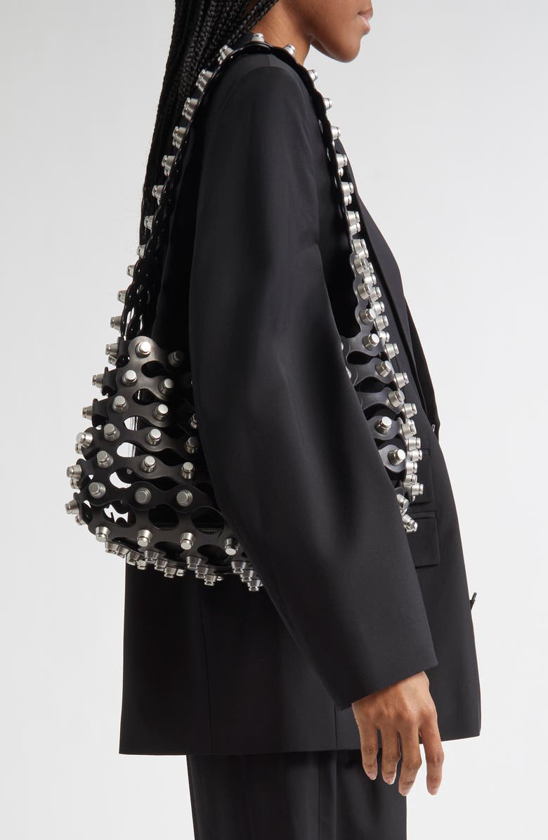 Alexander Wang Medium Rex Studded Cutout Leather Shoulder Bag, Alternate, color,