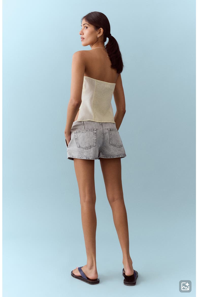 Studded Denim Micro Shorts, Alternate, color, DENIM GREY