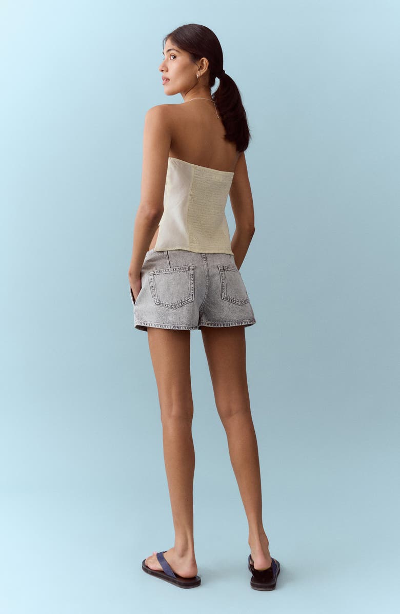 MANGO TEEN Studded Denim Micro Shorts, Alternate, color,