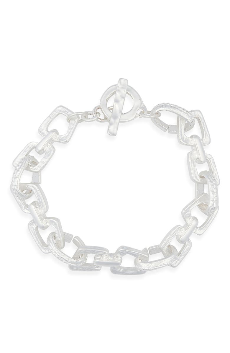 Karine Sultan Geometric Link Bracelet, Main, color, Silver