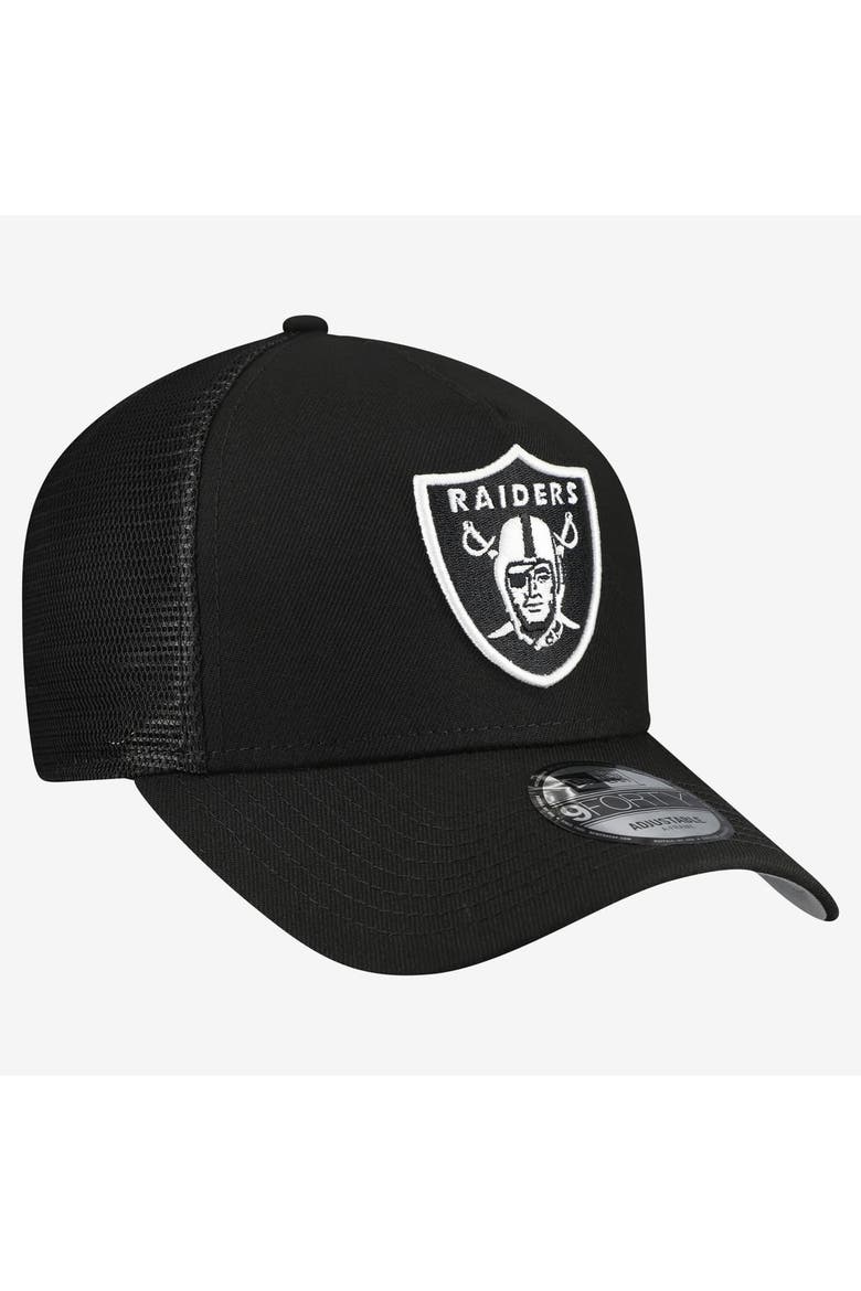 Men's New Era Black Las Vegas Raiders City Script 9FORTY A-Frame Adjustable Hat, Alternate, color, Black