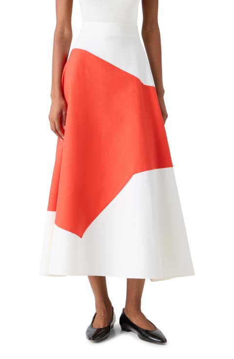 Polygon Patch Poplin Midi Skirt