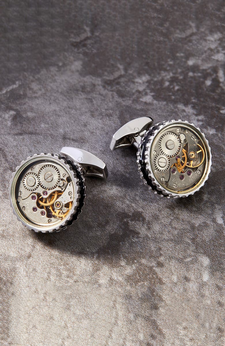 Tateossian Skeleton Movement Gear Cuff Links, Alternate, color, 