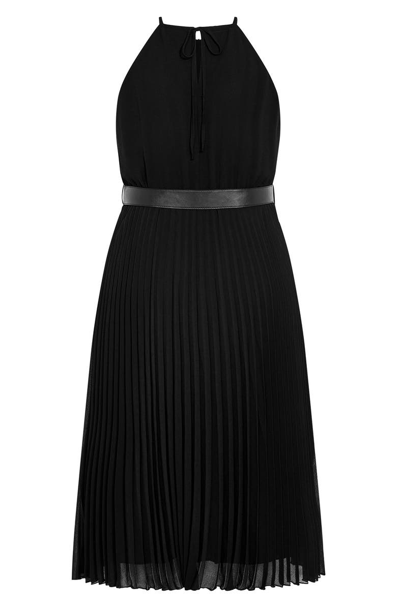 City Chic Pleated Belted A-Line Midi Dress, Alternate, color, 
