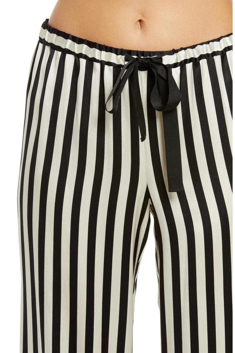 Chantal Silk Pajama Pants, Alternate, color, NOIR ECRU